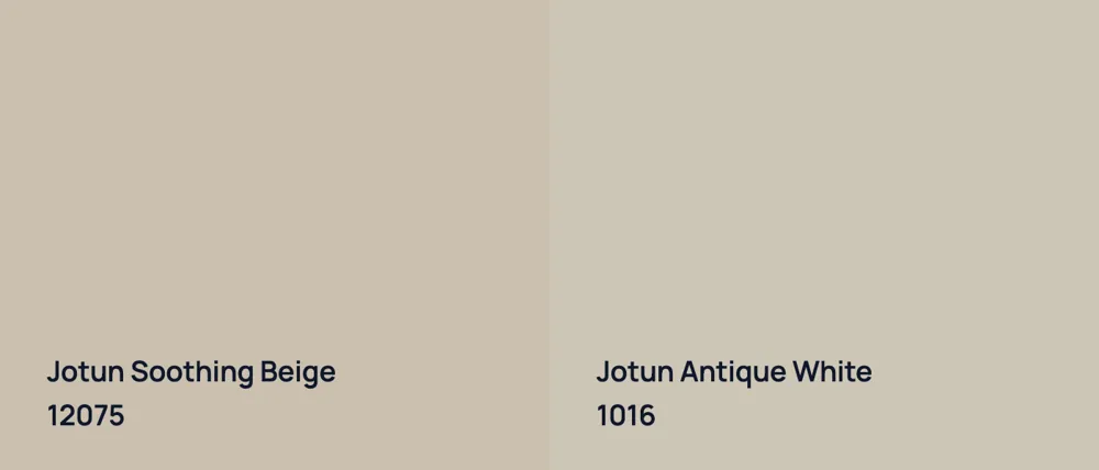 Jotun Soothing Beige 12075 vs Jotun Antique White 1016