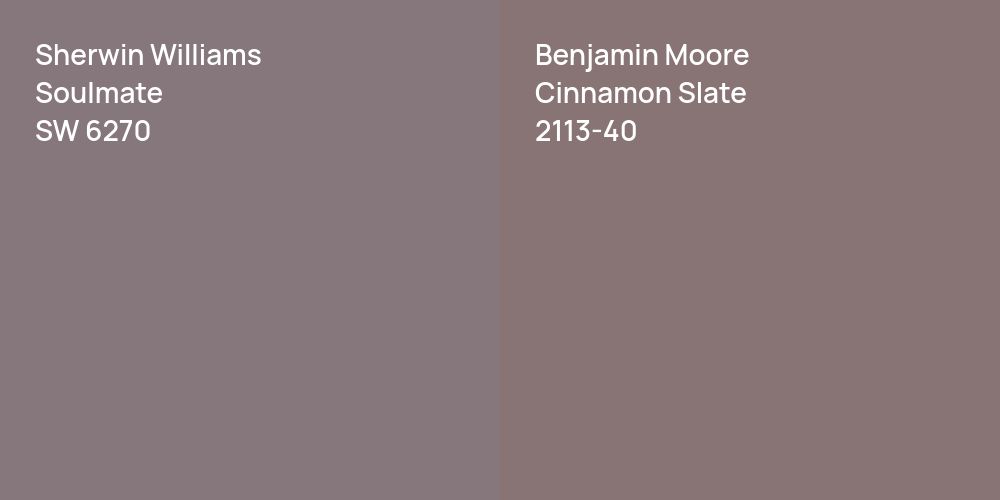 Sherwin Williams Soulmate vs. Benjamin Moore Cinnamon Slate