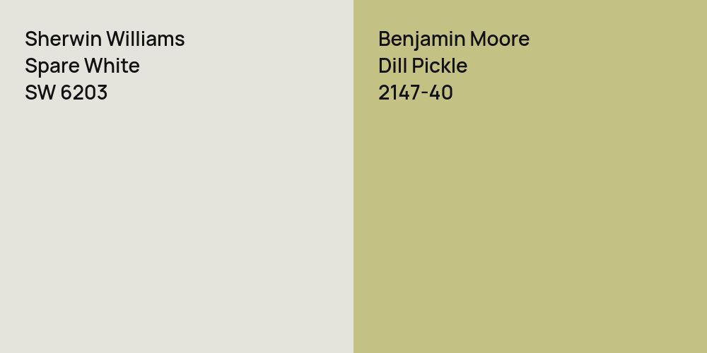 Sherwin Williams Spare White vs. Benjamin Moore Dill Pickle