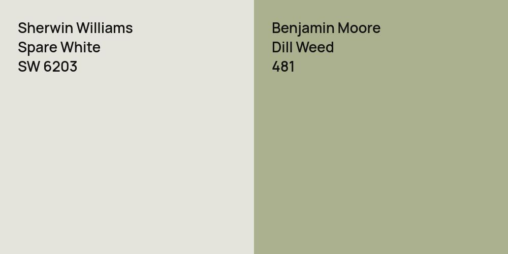 Sherwin Williams Spare White vs. Benjamin Moore Dill Weed