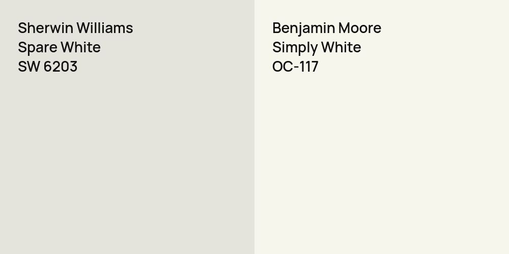 Sherwin Williams Spare White vs. Benjamin Moore Simply White