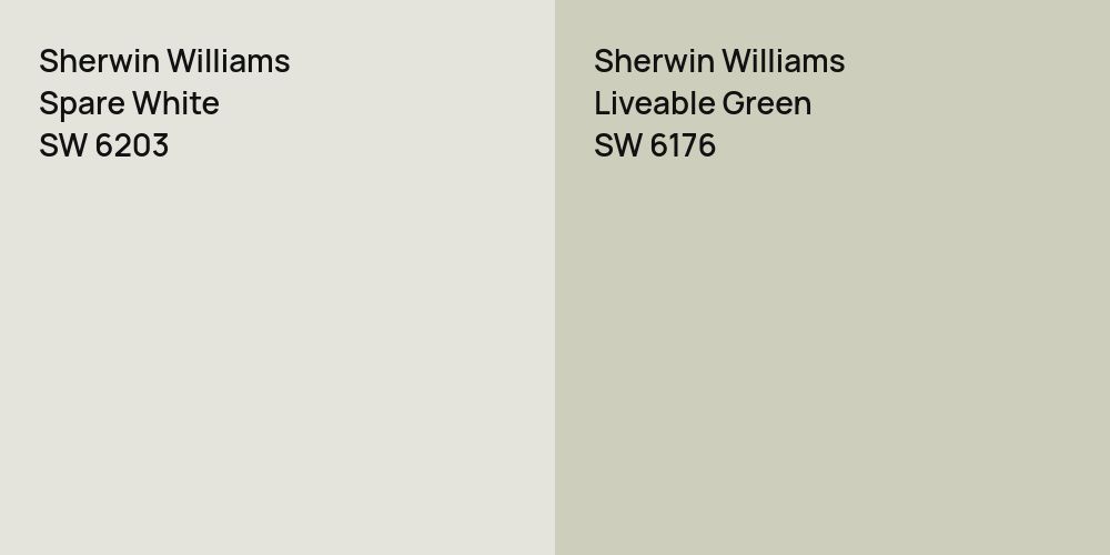 Sherwin Williams Spare White vs. Sherwin Williams Liveable Green