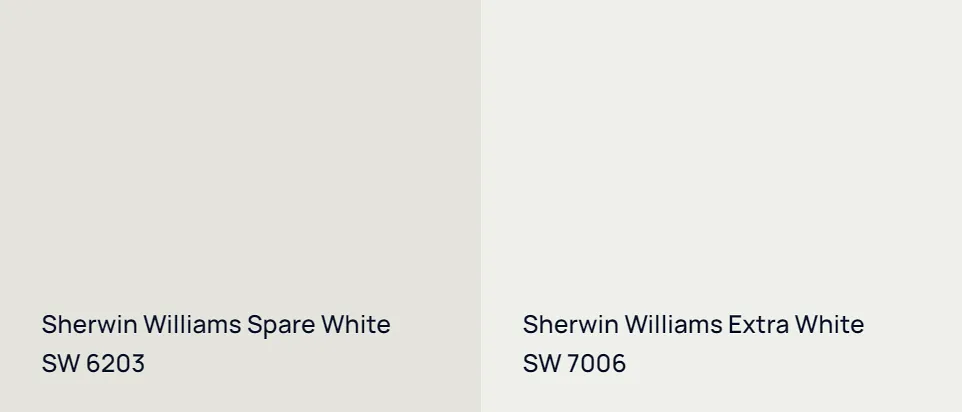 Sherwin Williams Spare White SW 6203 vs Sherwin Williams Extra White SW 7006