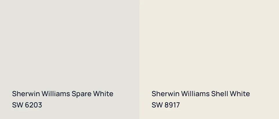 Sherwin Williams Spare White SW 6203 vs Sherwin Williams Shell White SW 8917
