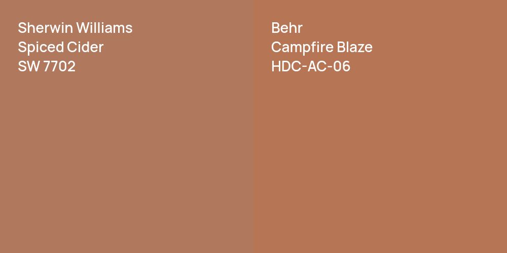 Sherwin Williams Spiced Cider vs. Behr Campfire Blaze