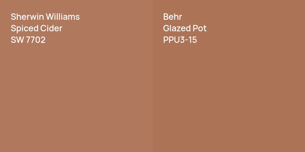 Sherwin Williams Spiced Cider vs. Behr Glazed Pot