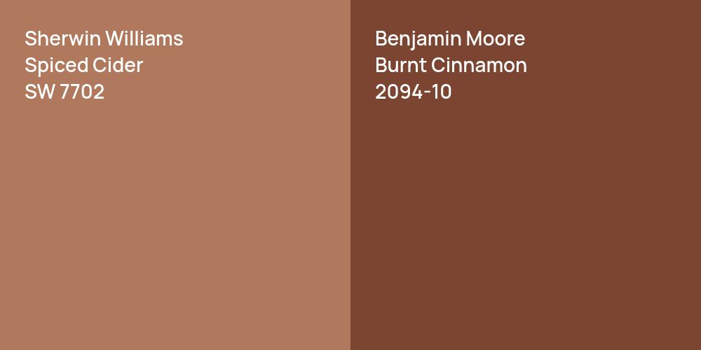 Sherwin Williams Spiced Cider vs. Benjamin Moore Burnt Cinnamon