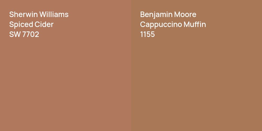 Sherwin Williams Spiced Cider vs. Benjamin Moore Cappuccino Muffin