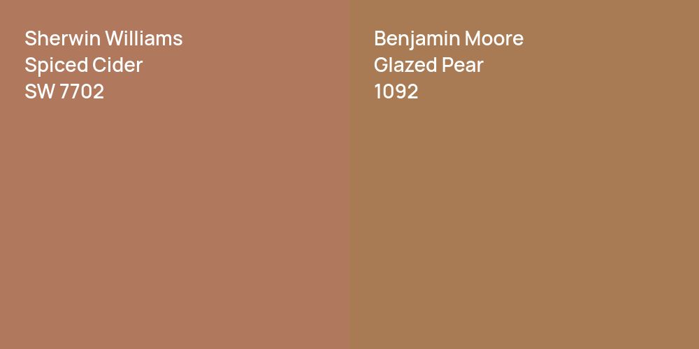 Sherwin Williams Spiced Cider vs. Benjamin Moore Glazed Pear