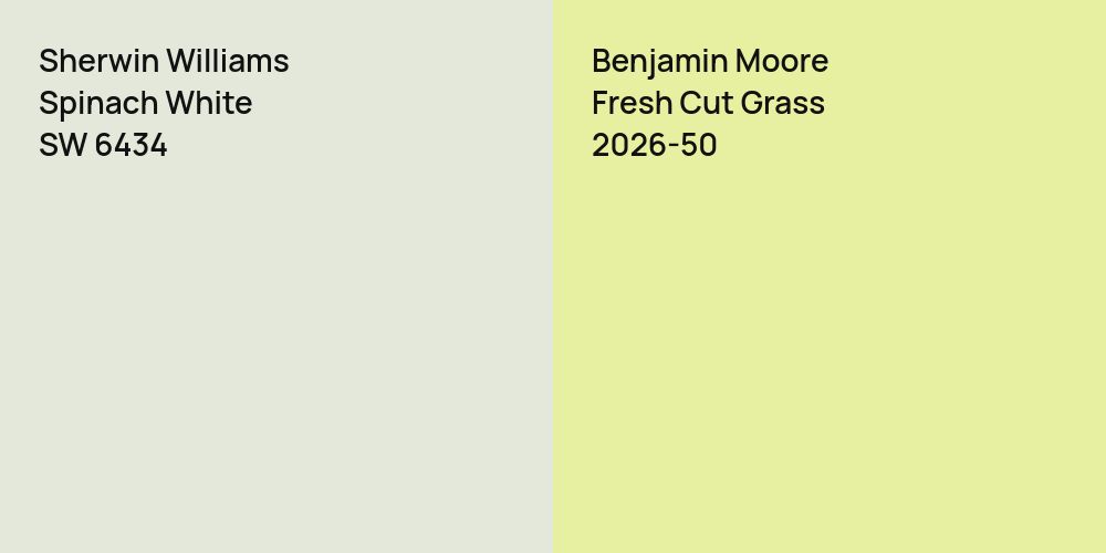 Sherwin Williams Spinach White vs. Benjamin Moore Fresh Cut Grass