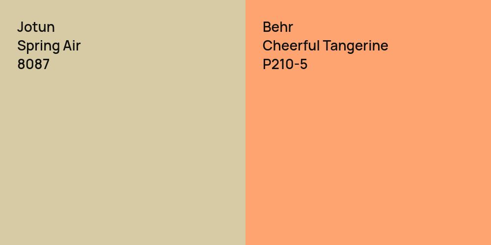 Jotun Spring Air vs. Behr Cheerful Tangerine