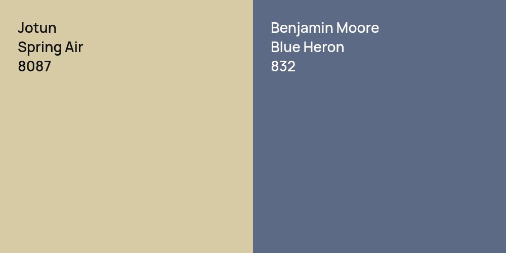 Jotun Spring Air vs. Benjamin Moore Blue Heron