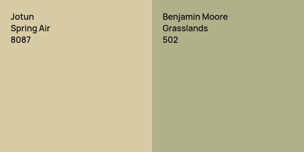 Jotun Spring Air vs. Benjamin Moore Grasslands