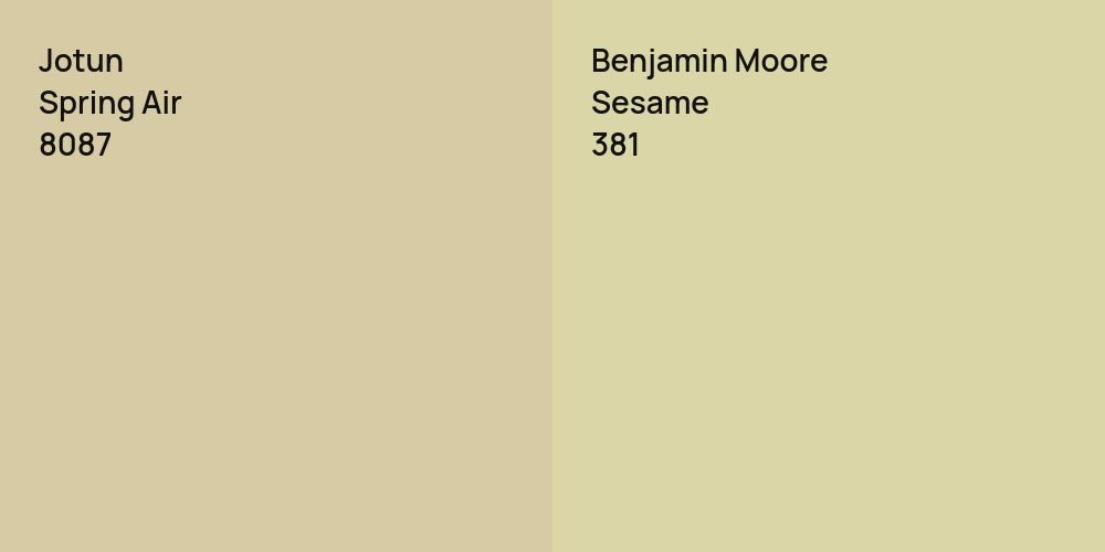 Jotun Spring Air vs. Benjamin Moore Sesame