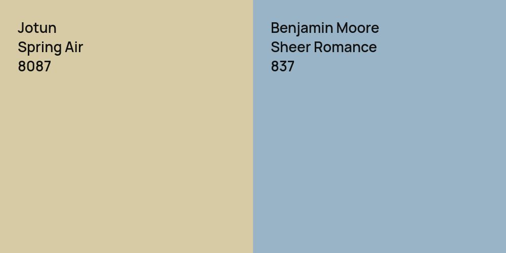 Jotun Spring Air vs. Benjamin Moore Sheer Romance