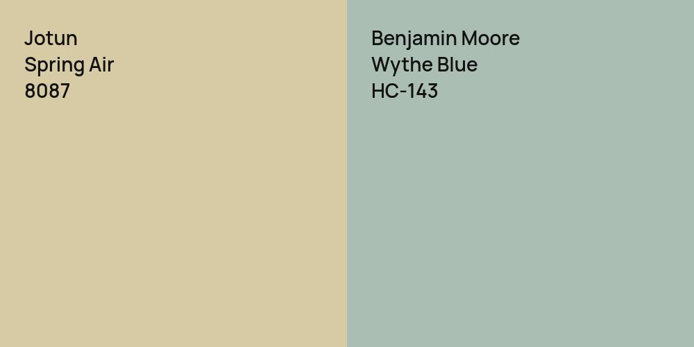 Jotun Spring Air vs. Benjamin Moore Wythe Blue