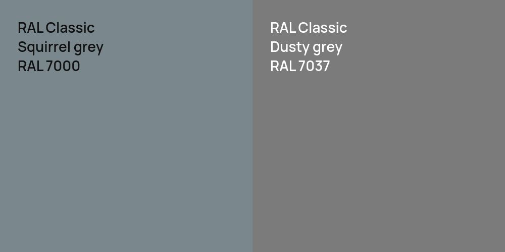 RAL Classic Squirrel grey vs. RAL Classic  Dusty grey