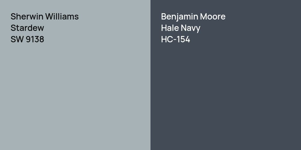 Sherwin Williams Stardew vs. Benjamin Moore Hale Navy