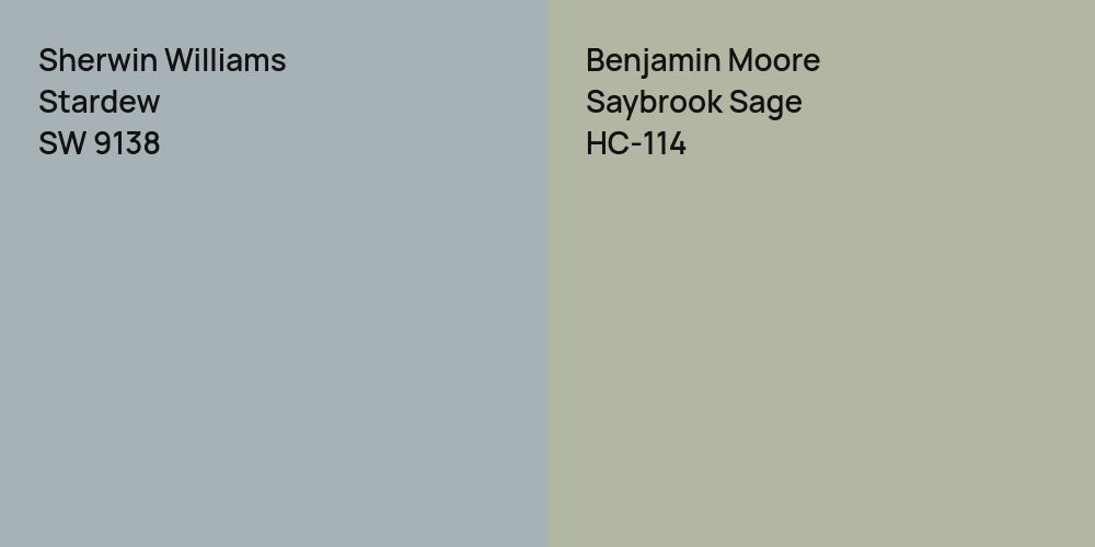 Sherwin Williams Stardew vs. Benjamin Moore Saybrook Sage