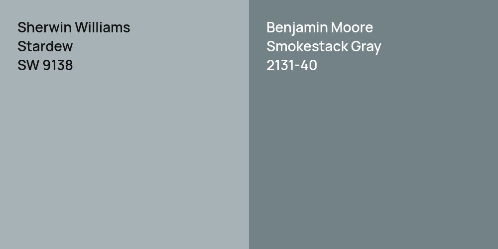 Sherwin Williams Stardew vs. Benjamin Moore Smokestack Gray