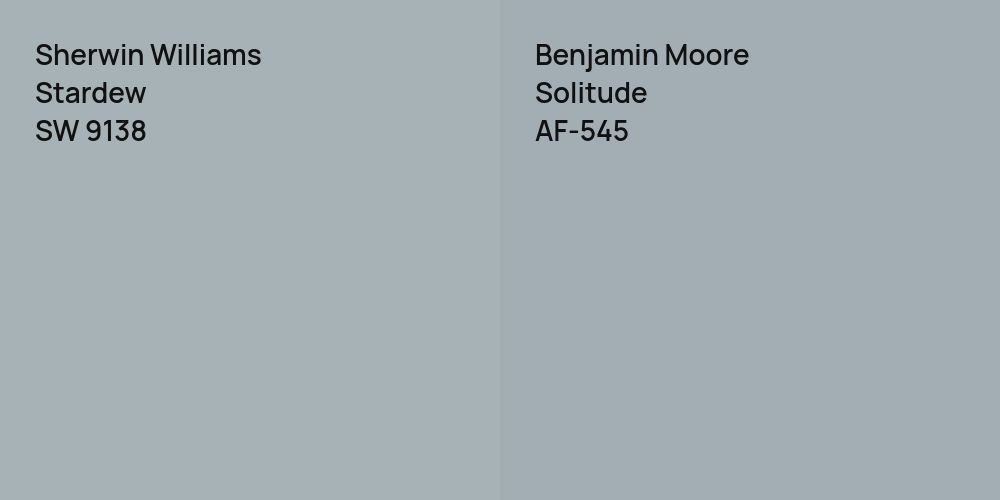 Sherwin Williams Stardew vs. Benjamin Moore Solitude