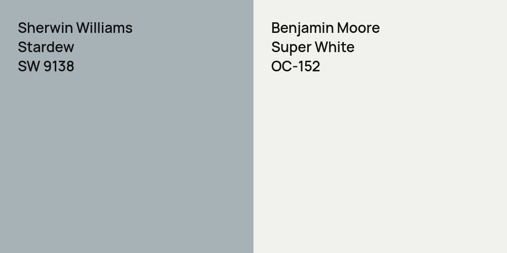 Sherwin Williams Stardew vs. Benjamin Moore Super White