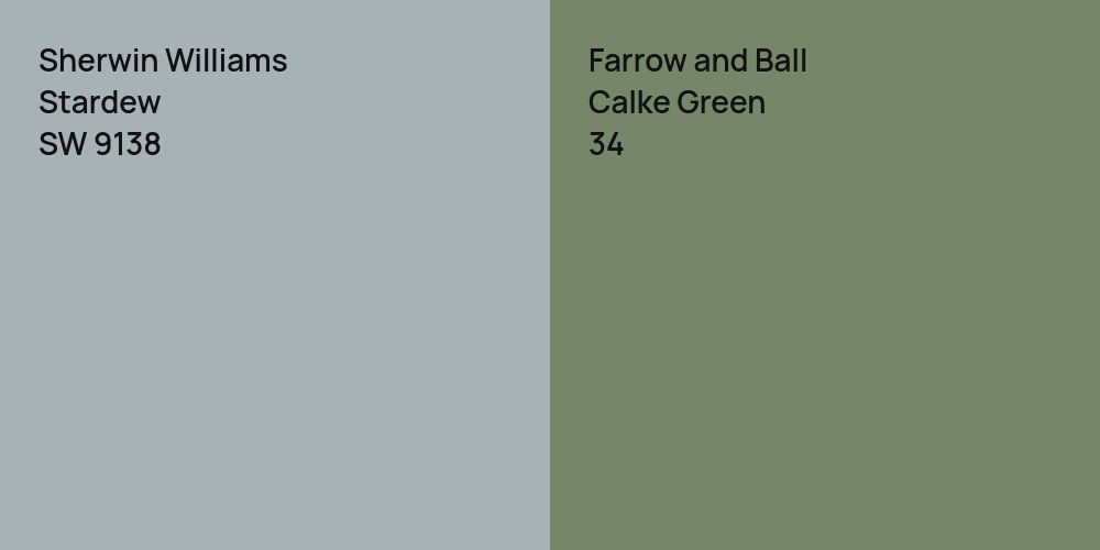 Sherwin Williams Stardew vs. Farrow and Ball Calke Green