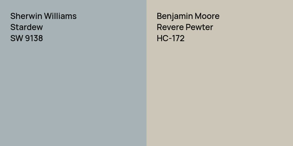 Sherwin Williams Stardew vs. Benjamin Moore Revere Pewter