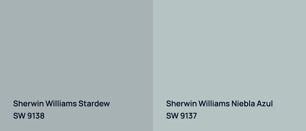 Sherwin Williams Stardew SW 9138 vs Sherwin Williams Niebla Azul SW 9137