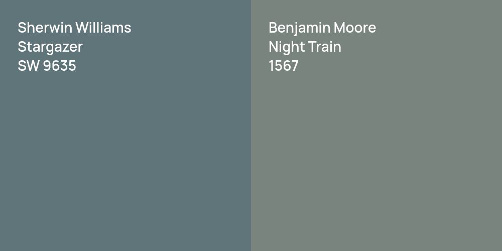 Sherwin Williams Stargazer vs. Benjamin Moore Night Train