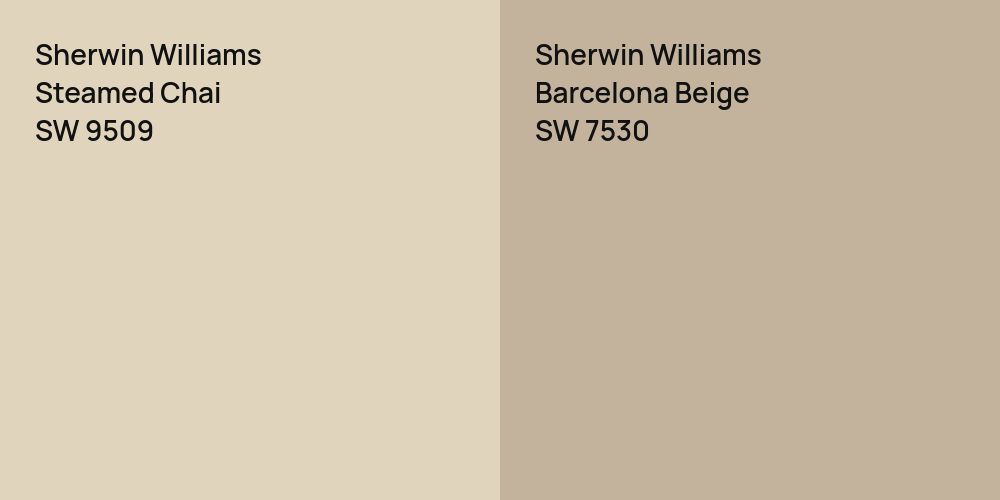 Sherwin Williams Steamed Chai vs. Sherwin Williams Barcelona Beige