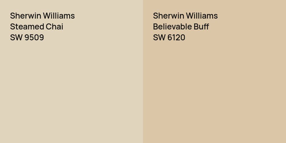 Sherwin Williams Steamed Chai vs. Sherwin Williams Believable Buff