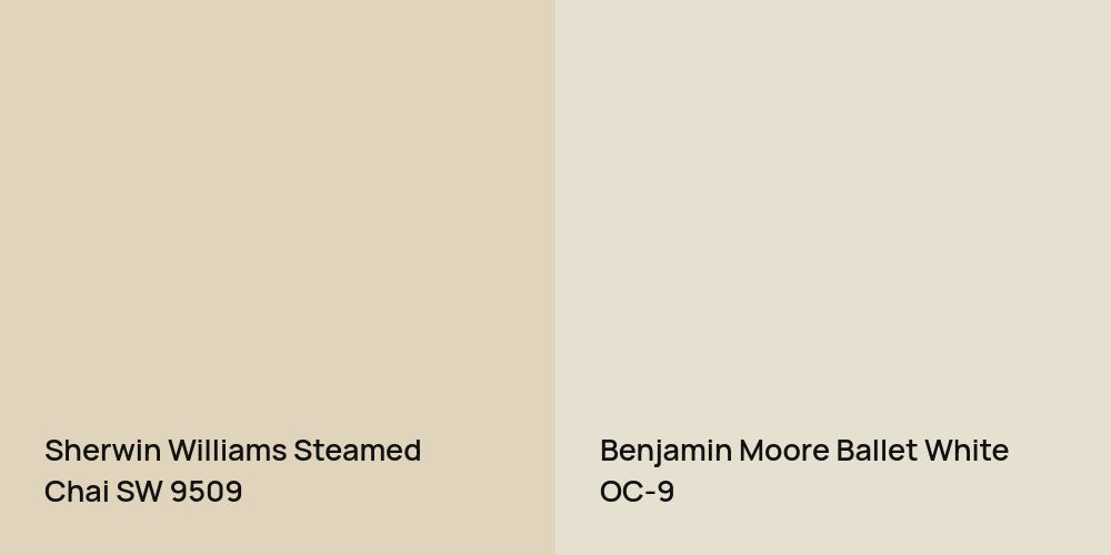 Sherwin Williams Steamed Chai vs. Benjamin Moore Ballet White