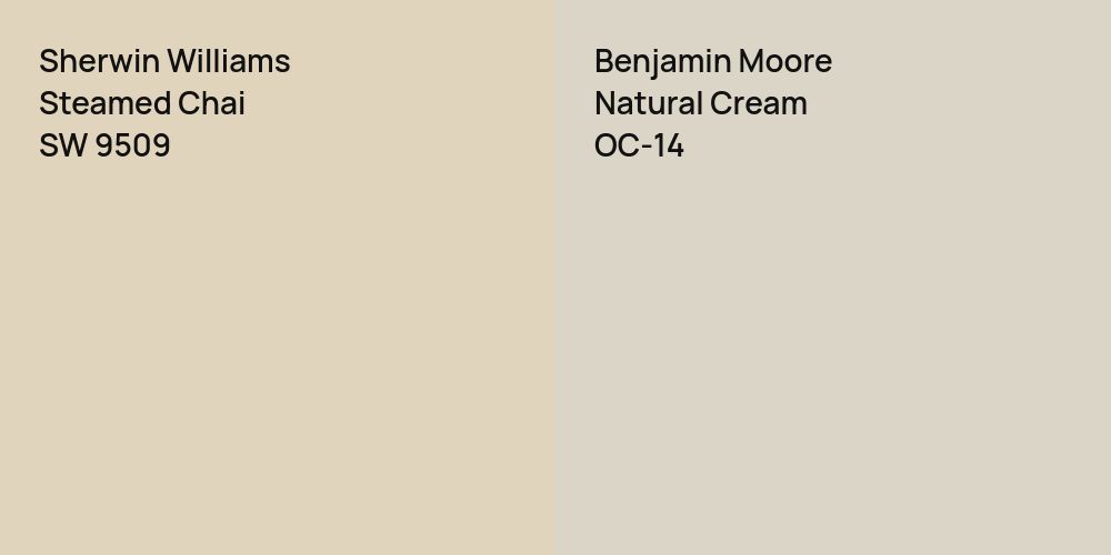 Sherwin Williams Steamed Chai vs. Benjamin Moore Natural Cream