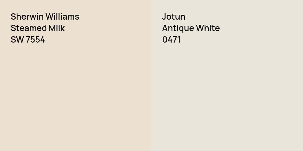 Sherwin Williams Steamed Milk vs. Jotun Antique White