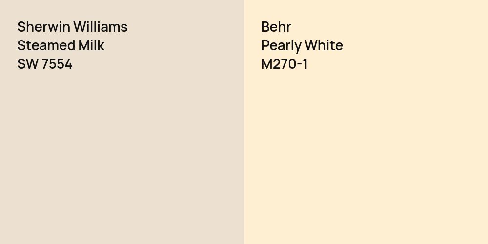 Sherwin Williams Steamed Milk vs. Behr Pearly White