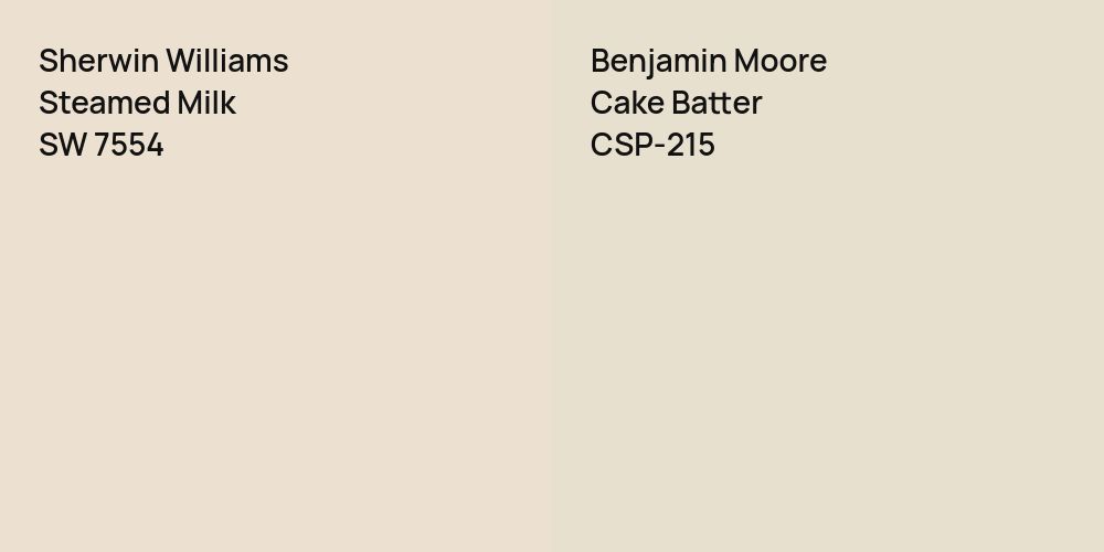 Sherwin Williams Steamed Milk vs. Benjamin Moore Cake Batter