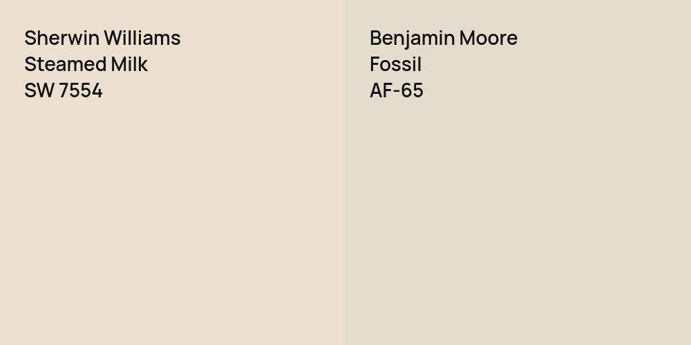 Sherwin Williams Steamed Milk vs. Benjamin Moore Fossil