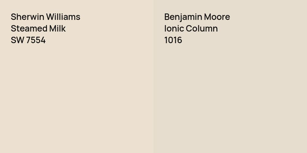 Sherwin Williams Steamed Milk vs. Benjamin Moore Ionic Column