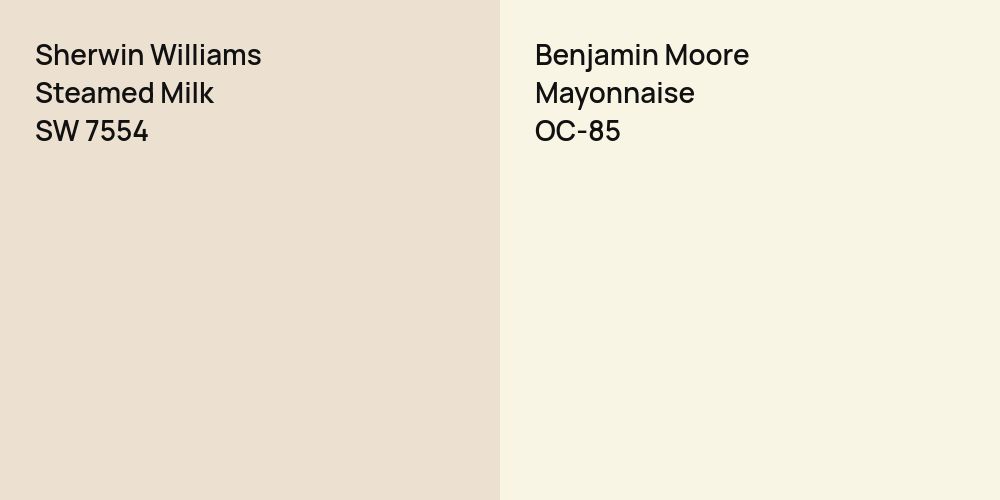 Sherwin Williams Steamed Milk vs. Benjamin Moore Mayonnaise