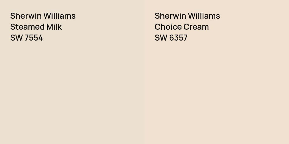 Sherwin Williams Steamed Milk vs. Sherwin Williams Choice Cream