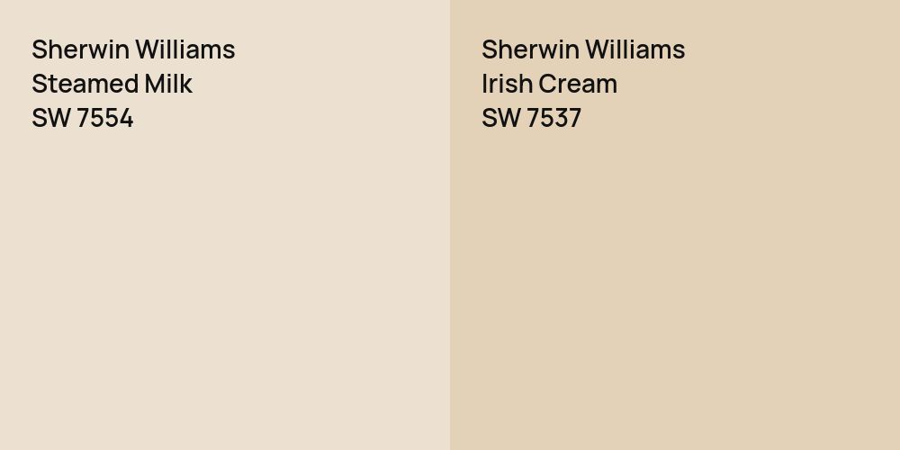 Sherwin Williams Steamed Milk vs. Sherwin Williams Irish Cream