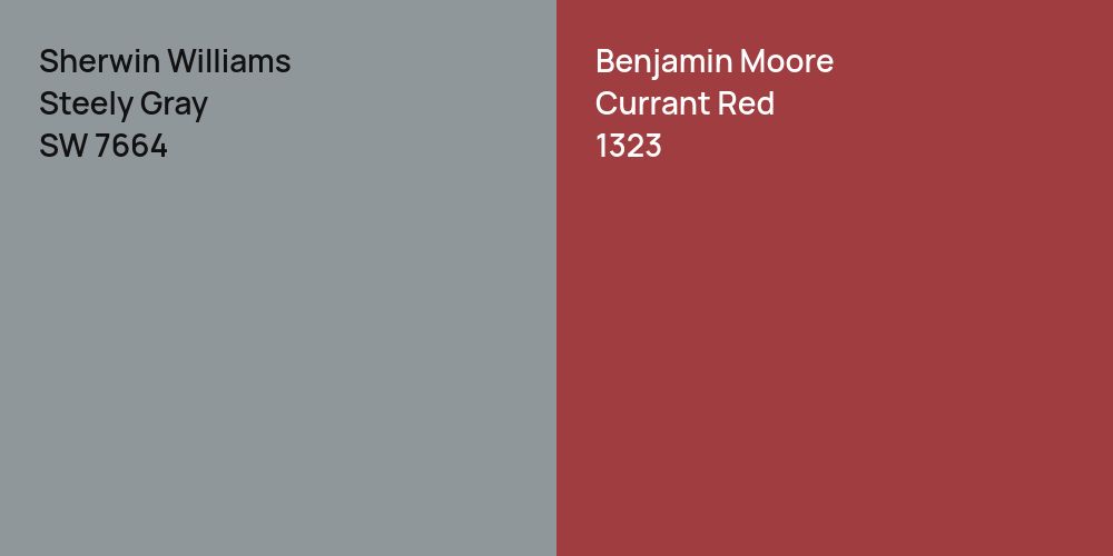 Sherwin Williams Steely Gray vs. Benjamin Moore Currant Red