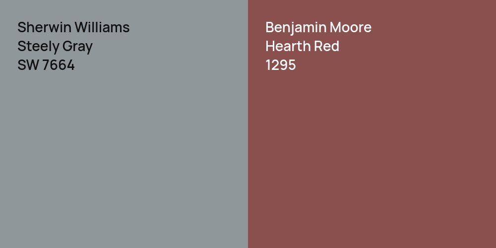 Sherwin Williams Steely Gray vs. Benjamin Moore Hearth Red