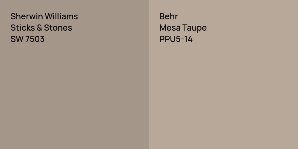 Sherwin Williams Sticks & Stones vs. Behr Mesa Taupe