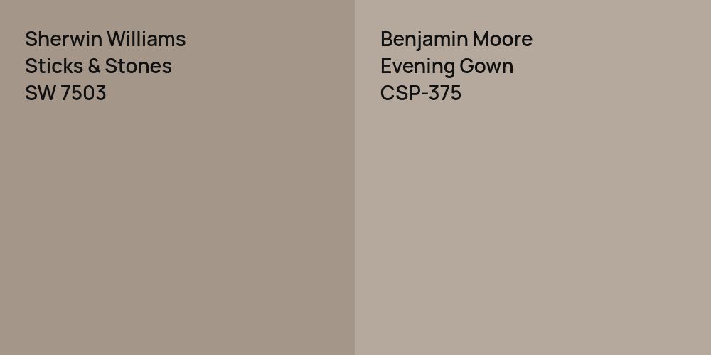 Sherwin Williams Sticks & Stones vs. Benjamin Moore Evening Gown