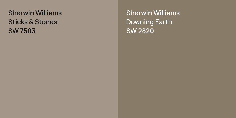 Sherwin Williams Sticks & Stones vs. Sherwin Williams Downing Earth