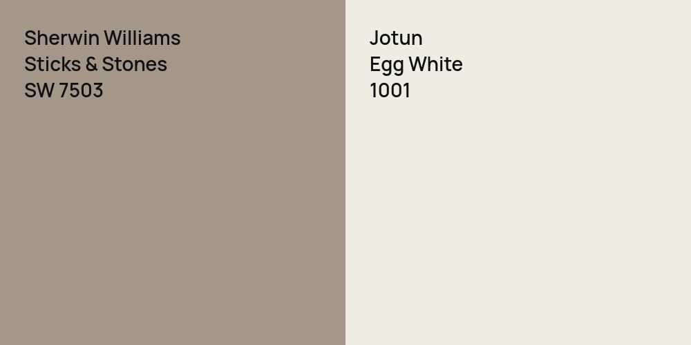 Sherwin Williams Sticks & Stones vs. Jotun Egg White