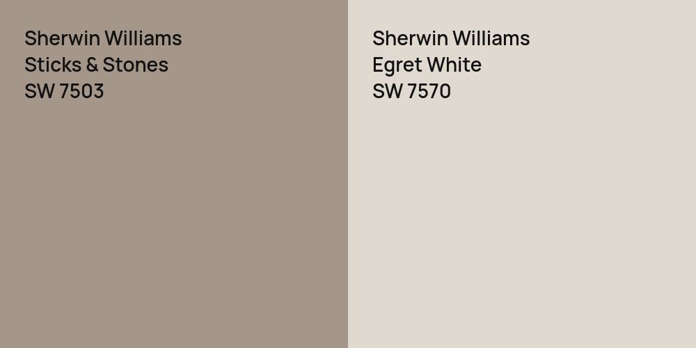 Sherwin Williams Sticks & Stones vs. Sherwin Williams Egret White