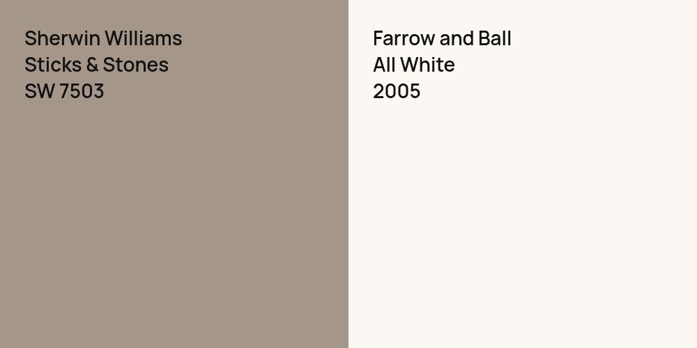 Sherwin Williams Sticks & Stones vs. Farrow and Ball All White